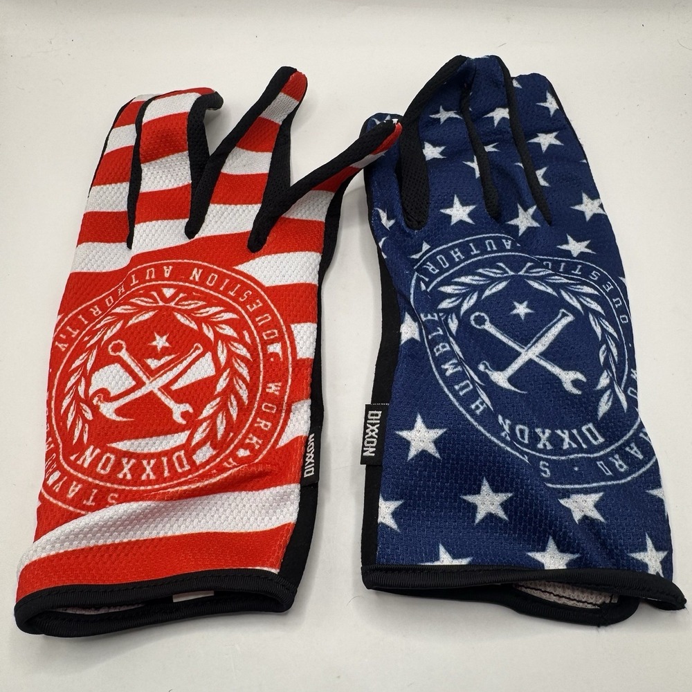 Dixxon Mens XXXL Work‎ Motorcycle Gloves - Red White & Blue - Logo